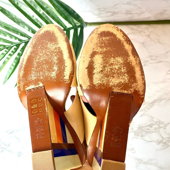 Criss Cross Slip On Mules Color Block Heel Wedge Tory Burch - Picture 13 of 15